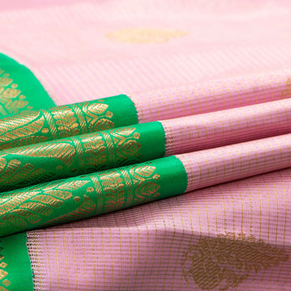 Pink And Green Kanchipuram Silk Saree For Wedding Wear PV NYC 1613