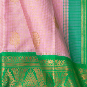 Pink And Green Kanchipuram Silk Saree For Wedding Wear PV NYC 1613