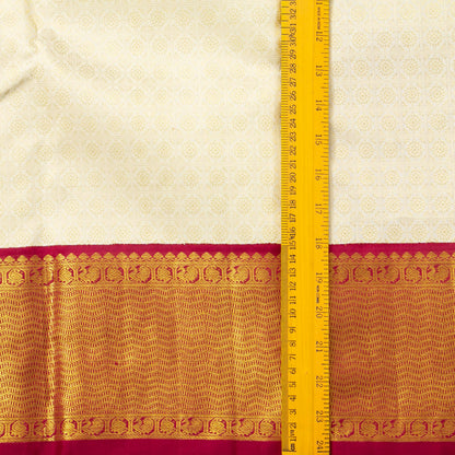 Off White And Red Kanchipuram Silk Saree For Wedding Wear PV NYC 1685