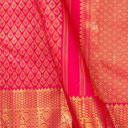 Pink Kanchipuram Silk Saree With Zari Checks For Wedding Wear PV NYC 1587