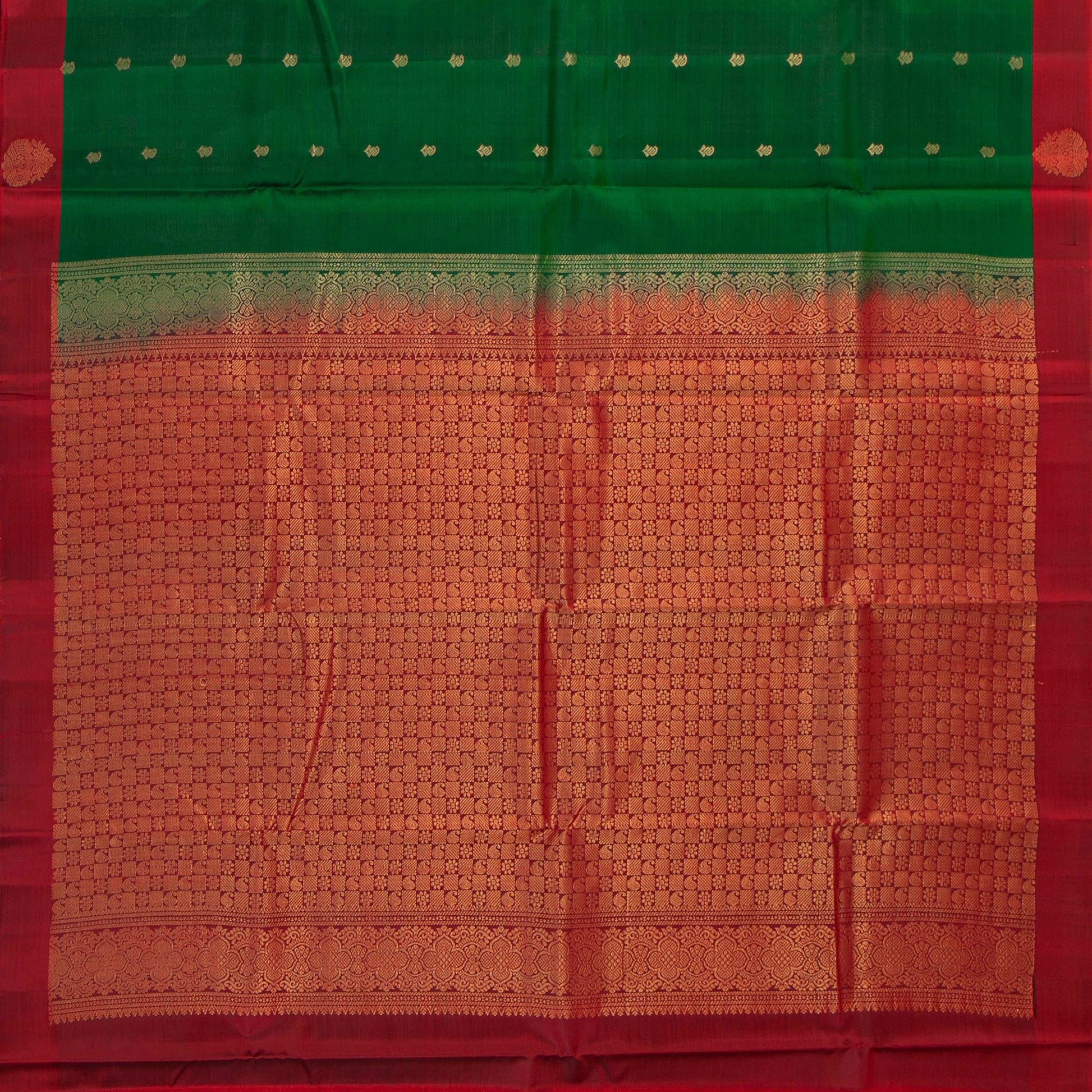 Green And Maroon Kanchipuram Silk Saree Light Weight For Festive Wear PV MEN 115 - Silk Sari - Panjavarnam PV MEN 115