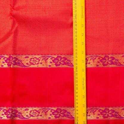 Red Kanchipuram Silk Saree With Zari Checks For Wedding Wear PV NYC 1580