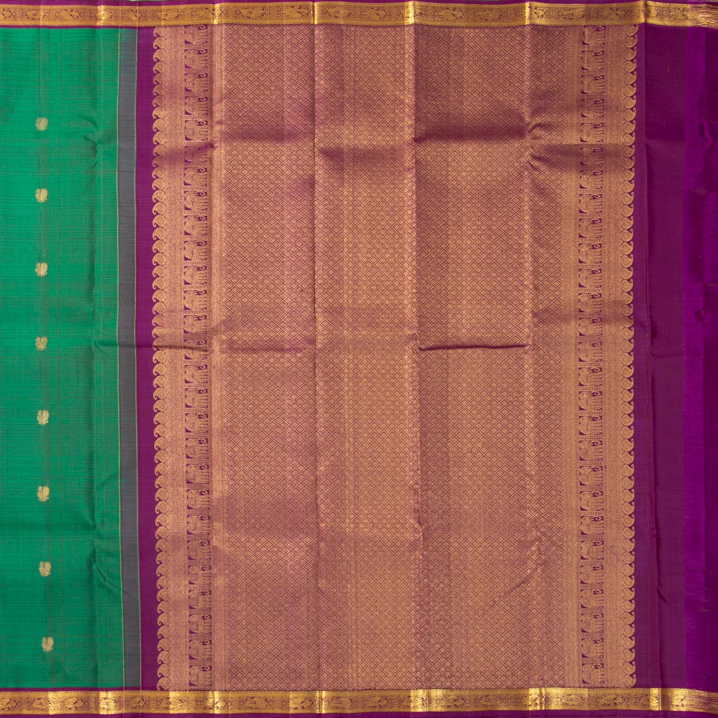 Green And Magenta Kanchipuram Silk Saree For Festive Wear PV MEN 235 - Silk Sari - Panjavarnam PV MEN 235