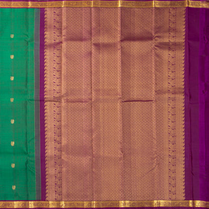 Green And Magenta Kanchipuram Silk Saree For Festive Wear PV MEN 235 - Silk Sari - Panjavarnam PV MEN 235