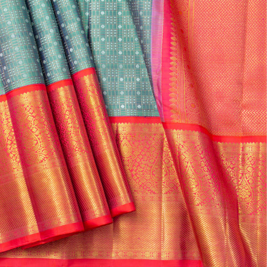 Blue And Pink Kanchipuram Silk Saree For Wedding Wear PV NYC 1619