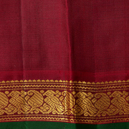 Brown And Maroon Kanchipuram Silk Saree For Festive Wear PV J 5191