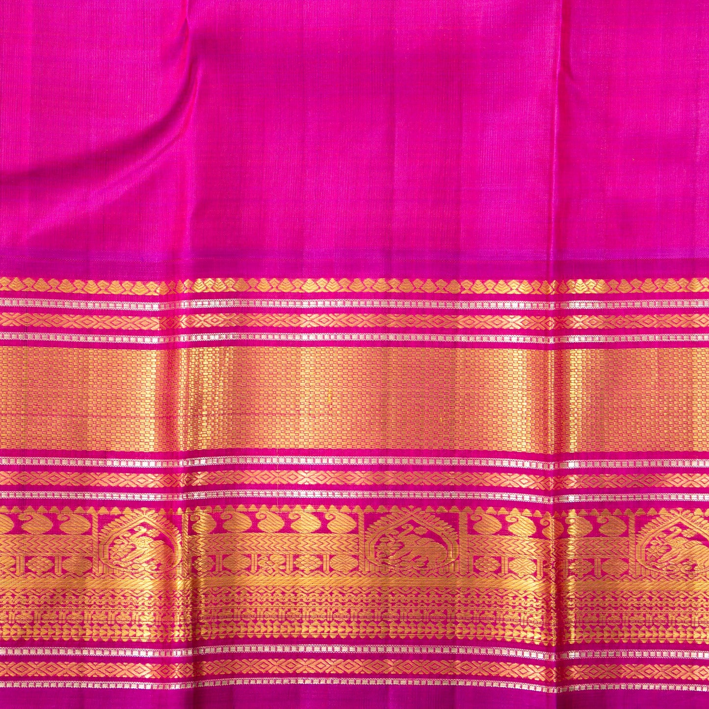 Parrot Green And Pink Kanchipuram Silk Saree For Wedding Wear PV J 5207