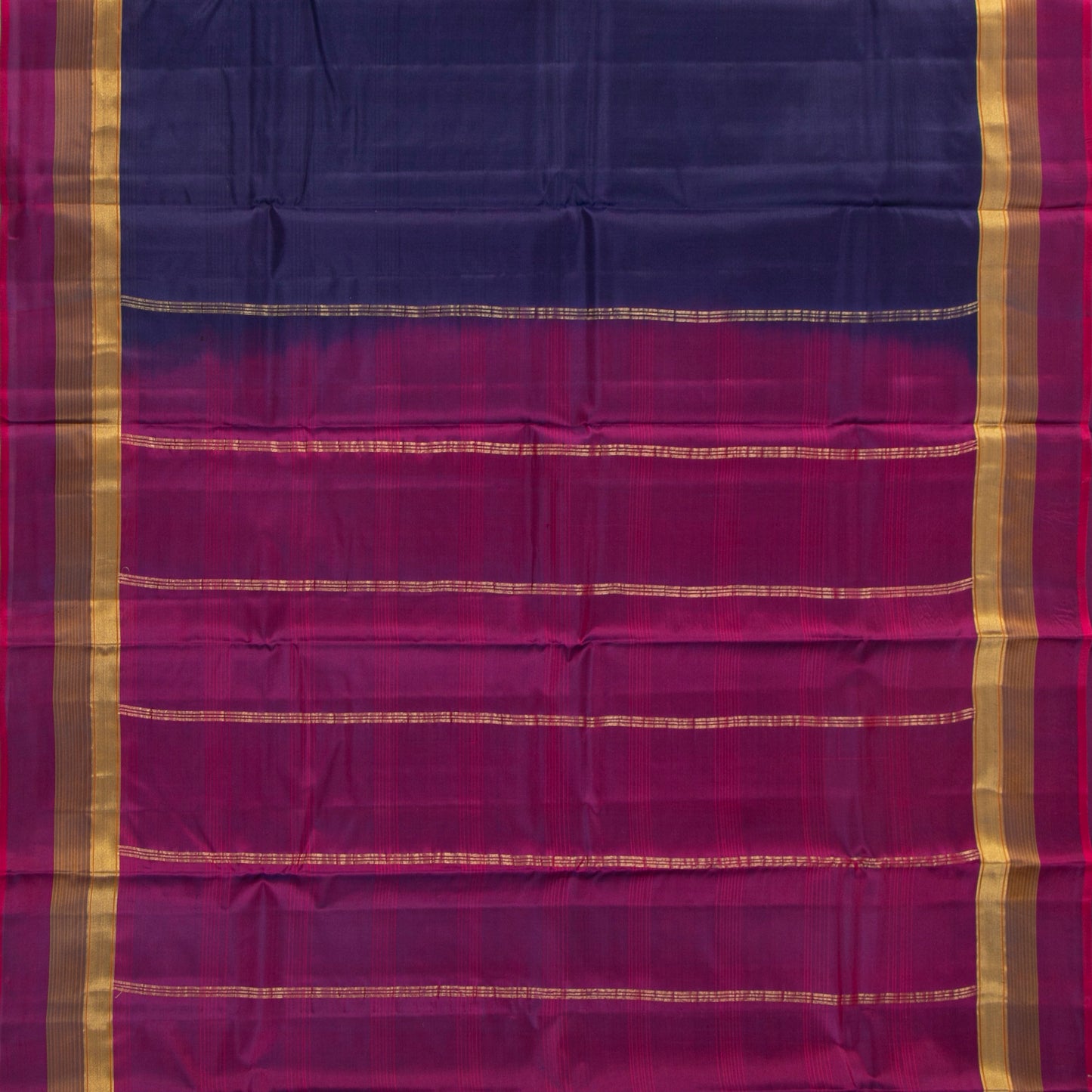 Navy Blue And Magenta Kanchipuram Silk Saree Light Weight For Festive Wear PV MEN 107