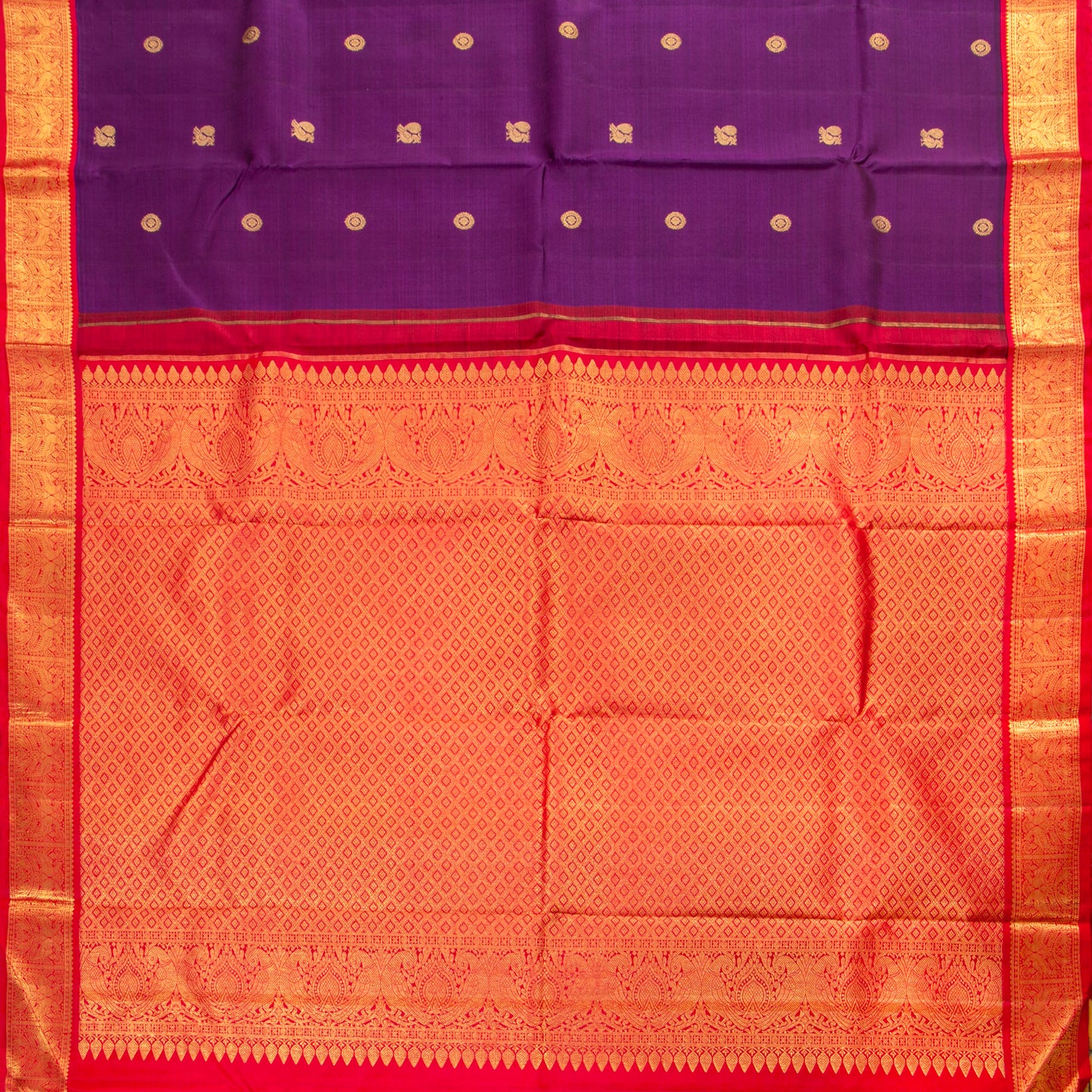 Magenta And Red Kanchipuram Silk Saree For Festive Wear PV J 5029