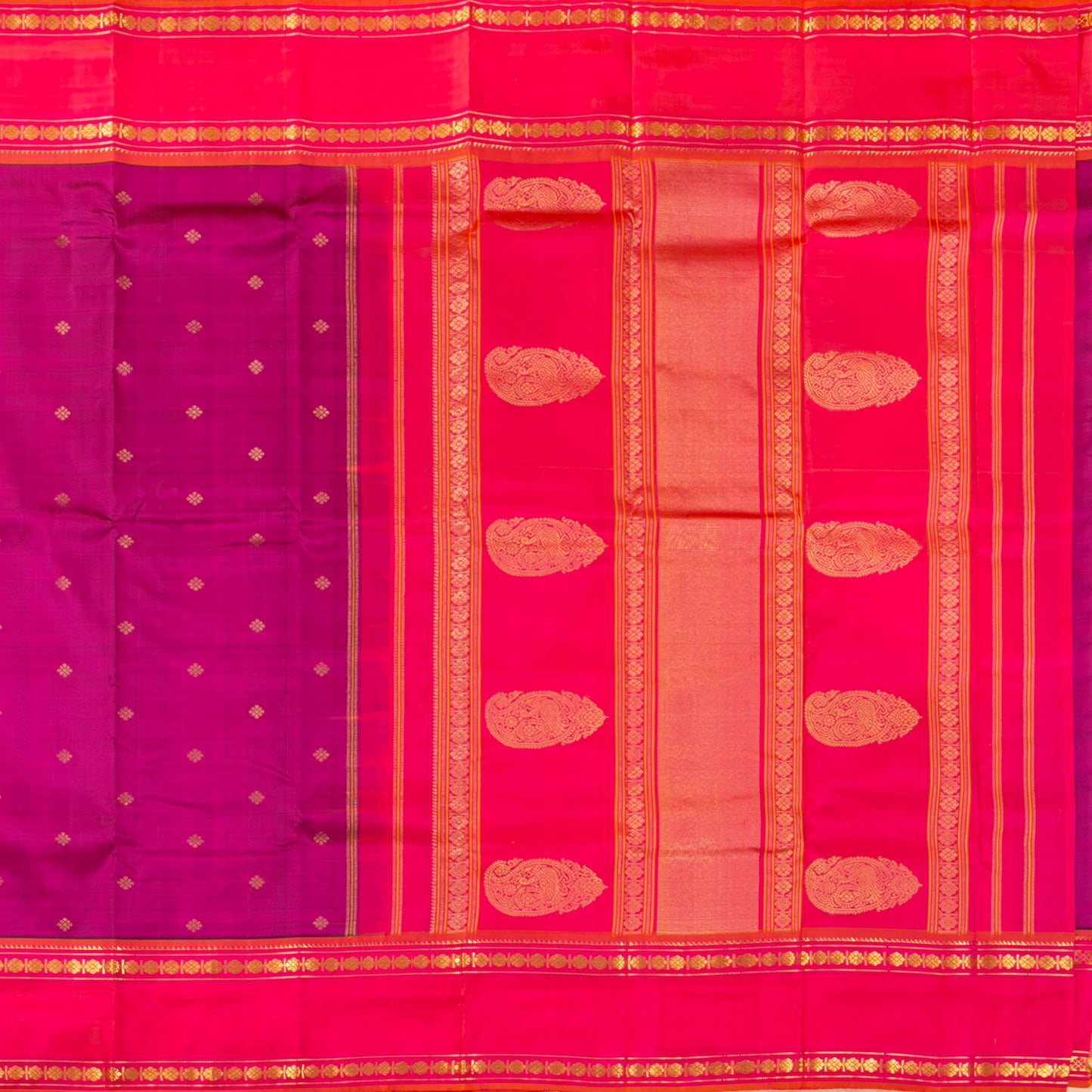 Magenta And Pink Kanchipuram Silk Saree For Festive Wear PV ABI 1151