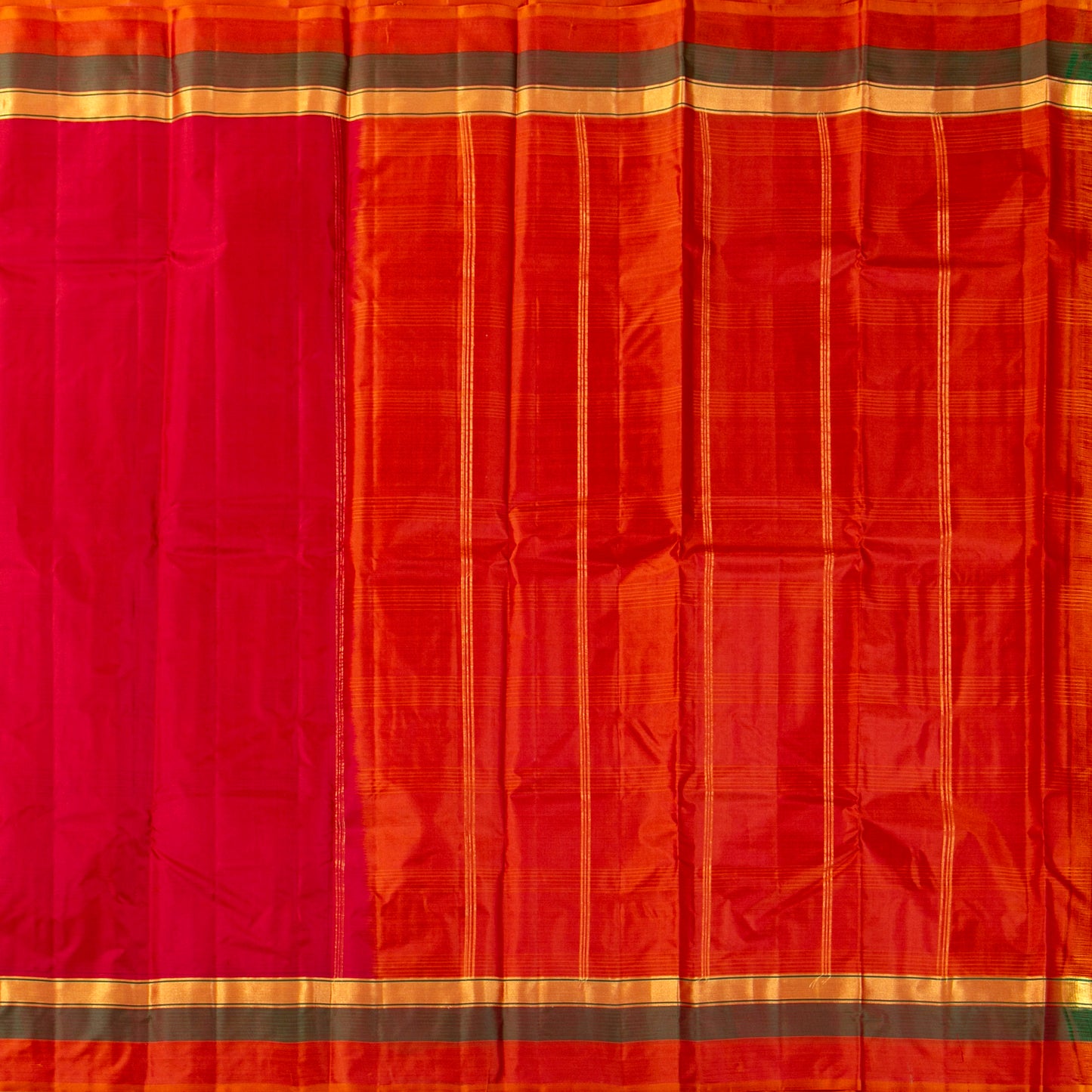 Red And Orange Kanchipuram Silk Saree Light Weight For Festive Wear PV MEN 101