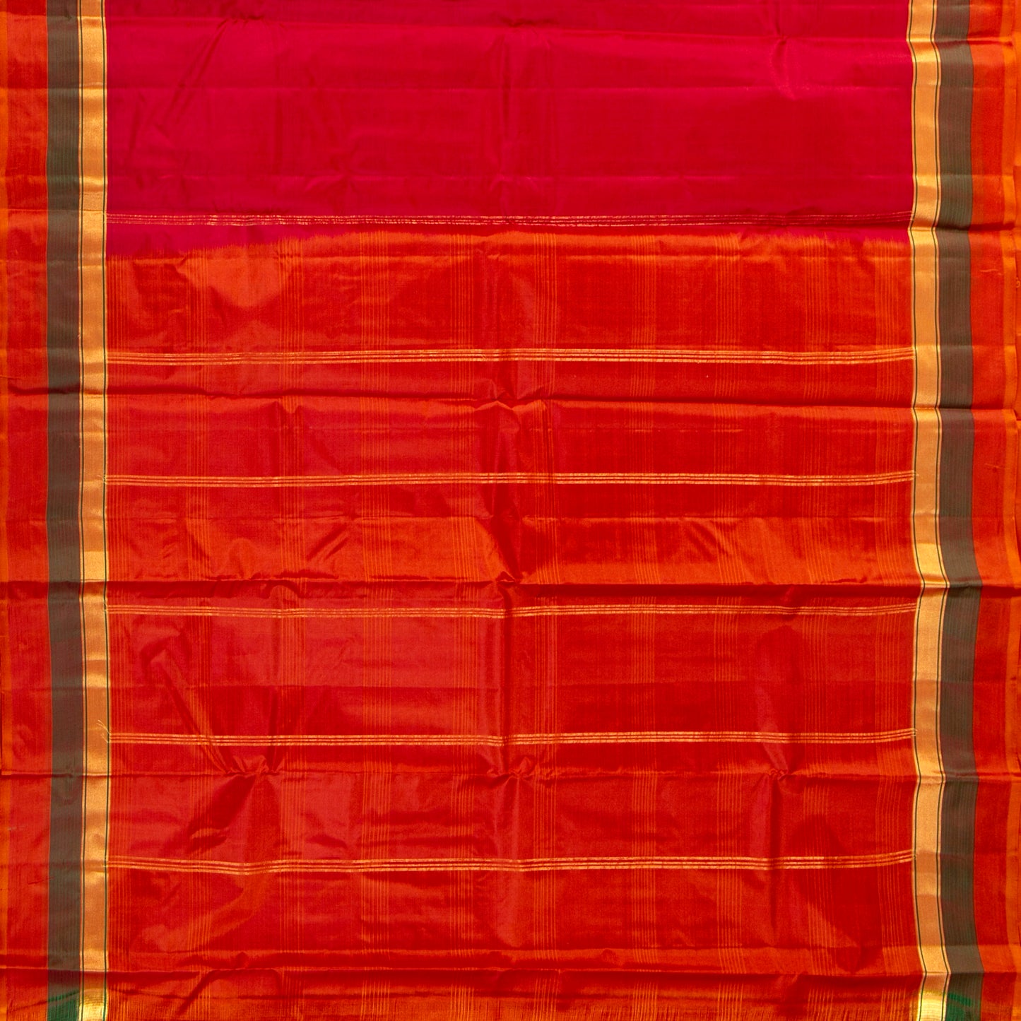 Red And Orange Kanchipuram Silk Saree Light Weight For Festive Wear PV MEN 101