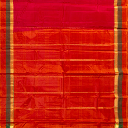 Red And Orange Kanchipuram Silk Saree Light Weight For Festive Wear PV MEN 101