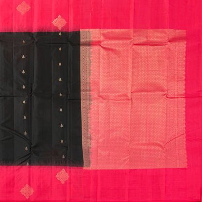 Black And Pink Kanchipuram Silk Saree Light Weight For Festive Wear PV MEN 159