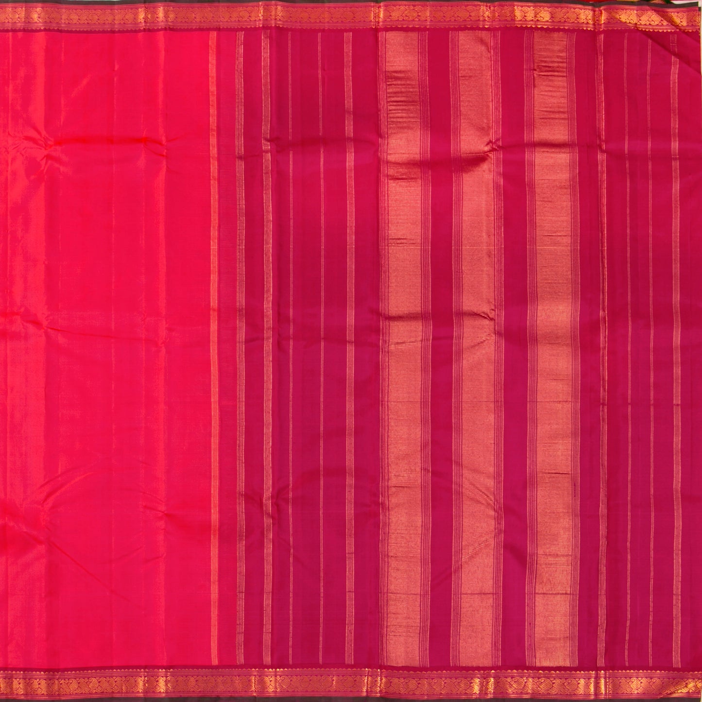 Pink And Maroon Kanchipuram Silk Saree With Short Border Handwoven Pure Silk For Festive Wear PV J 5195