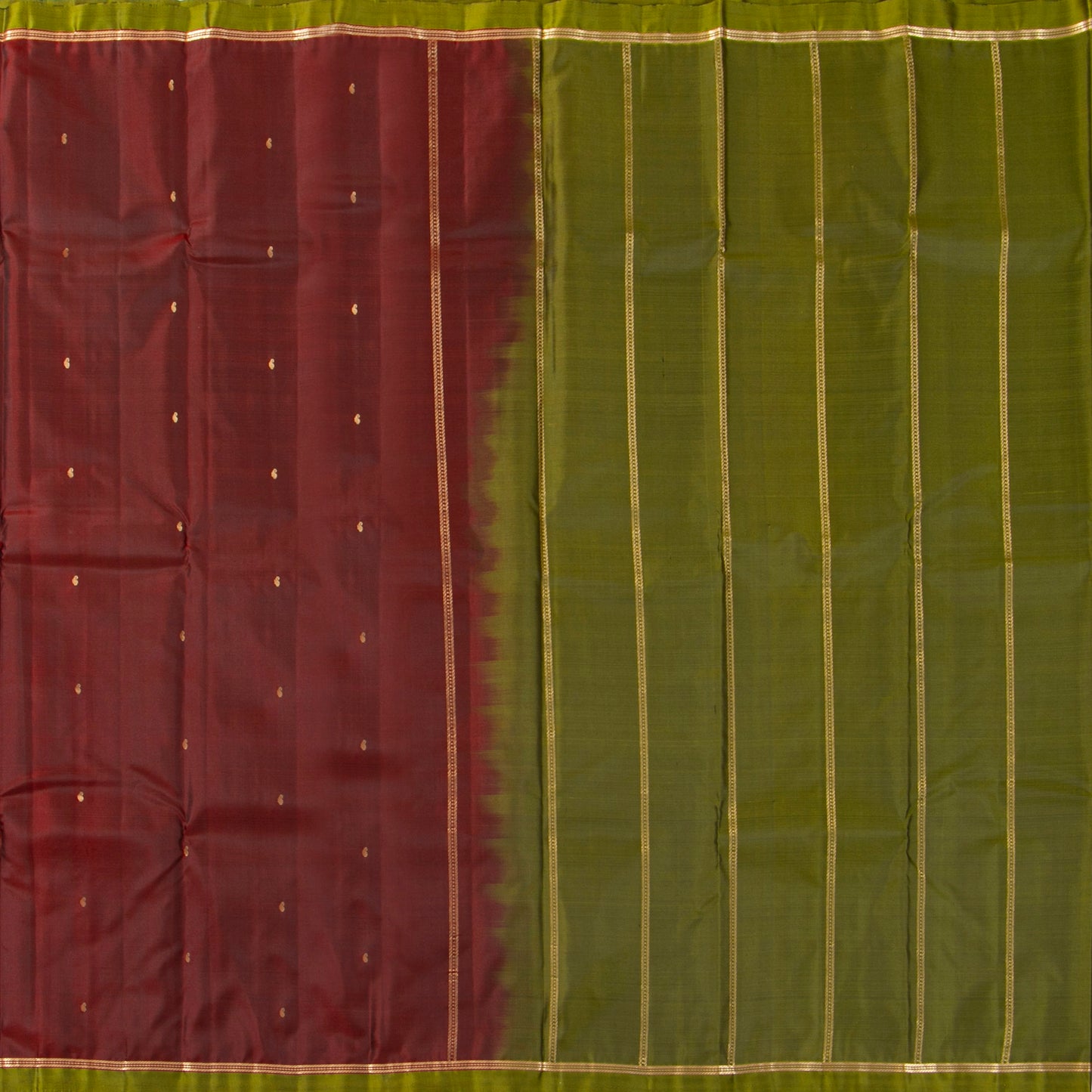 Maroon And Green Kanchipuram Silk Saree Light Weight For Festive Wear PV MEN 118