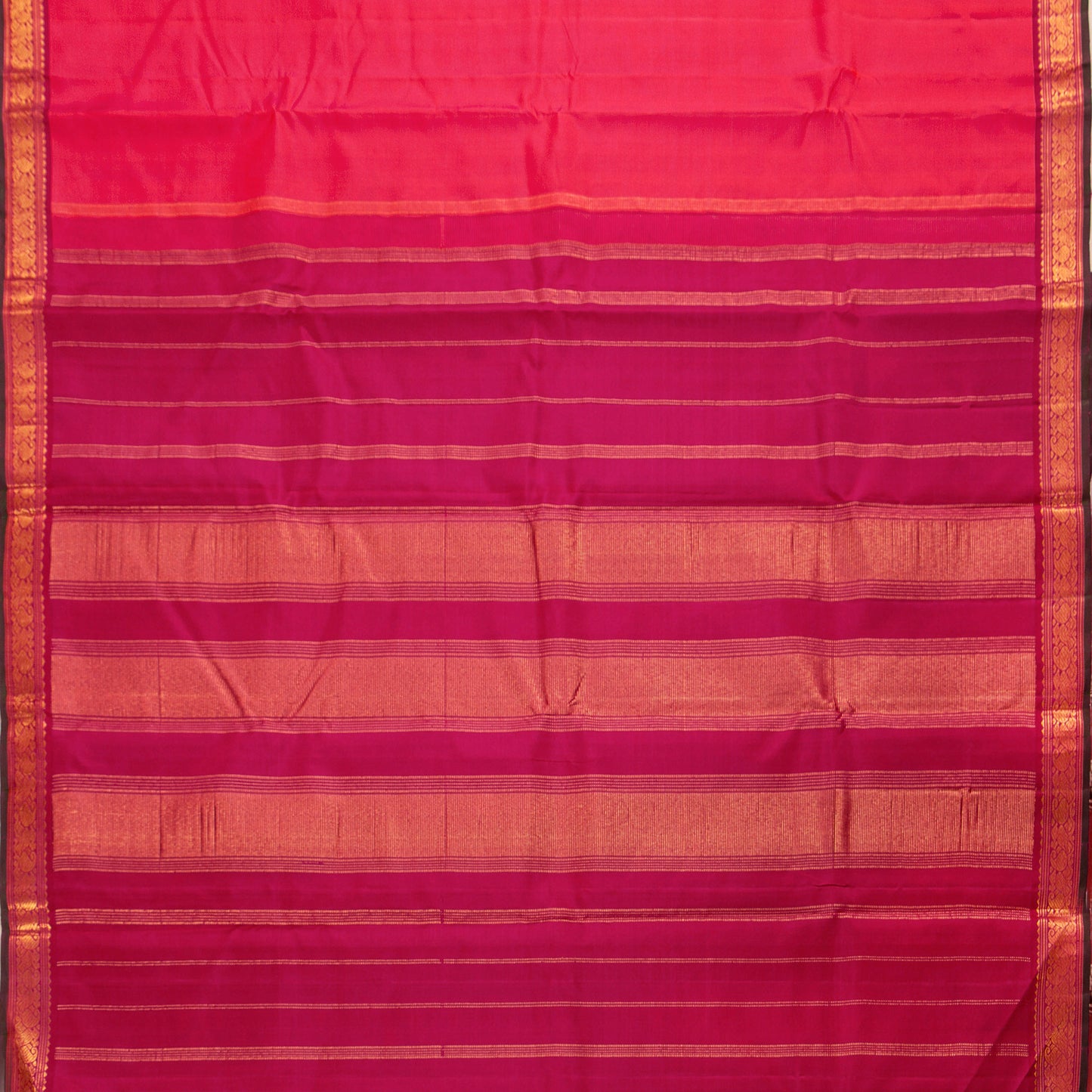 Pink And Maroon Kanchipuram Silk Saree With Short Border Handwoven Pure Silk For Festive Wear PV J 5195