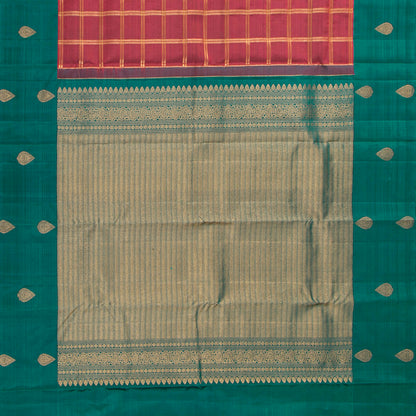 Gheva And Teal  Kanchipuram Silk Saree For Festive Wear PV MEN 275