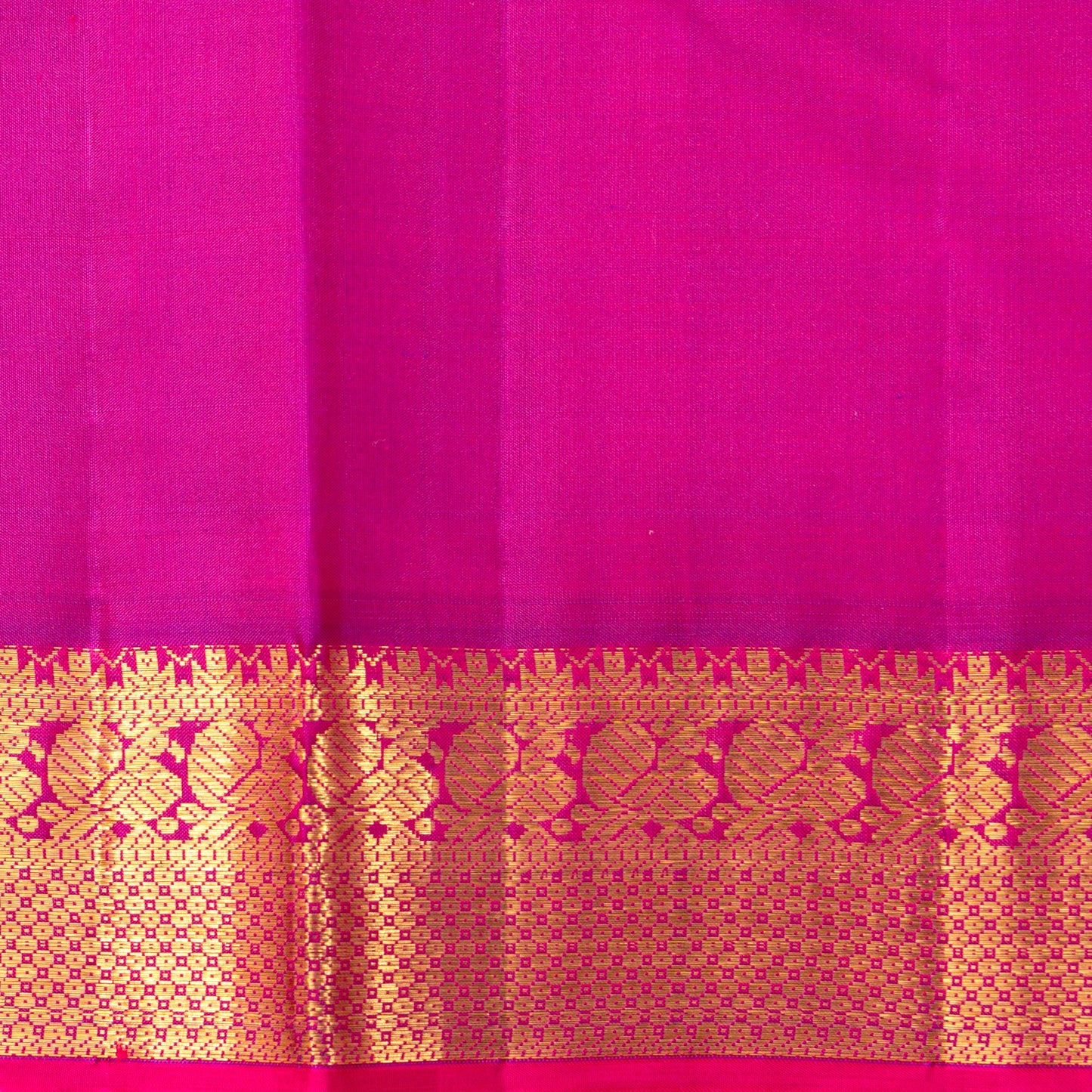 Blue And Pink Kanchipuram Silk Saree With Medium Border Handwoven Pure Silk For Festive Wear PV J 5200