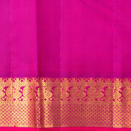 Blue And Pink Kanchipuram Silk Saree With Medium Border Handwoven Pure Silk For Festive Wear PV J 5200