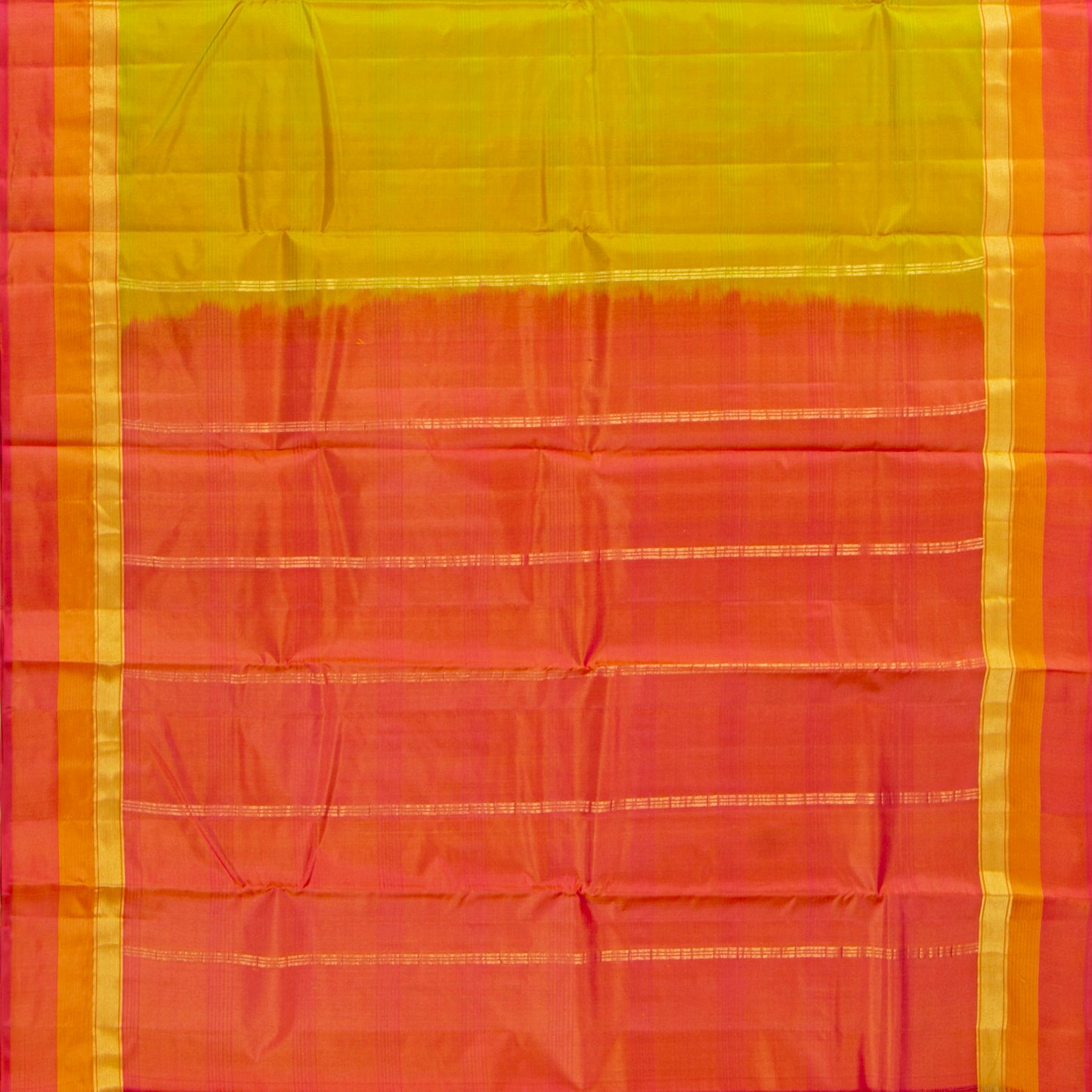 Green And Orange Kanchipuram Silk Saree Light Weight For Festive Wear PV MEN 109