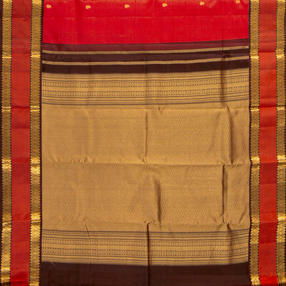 Red And Brown Kanchipuram Silk Saree Vairaoosi  For Festive Wear PV MEN 211