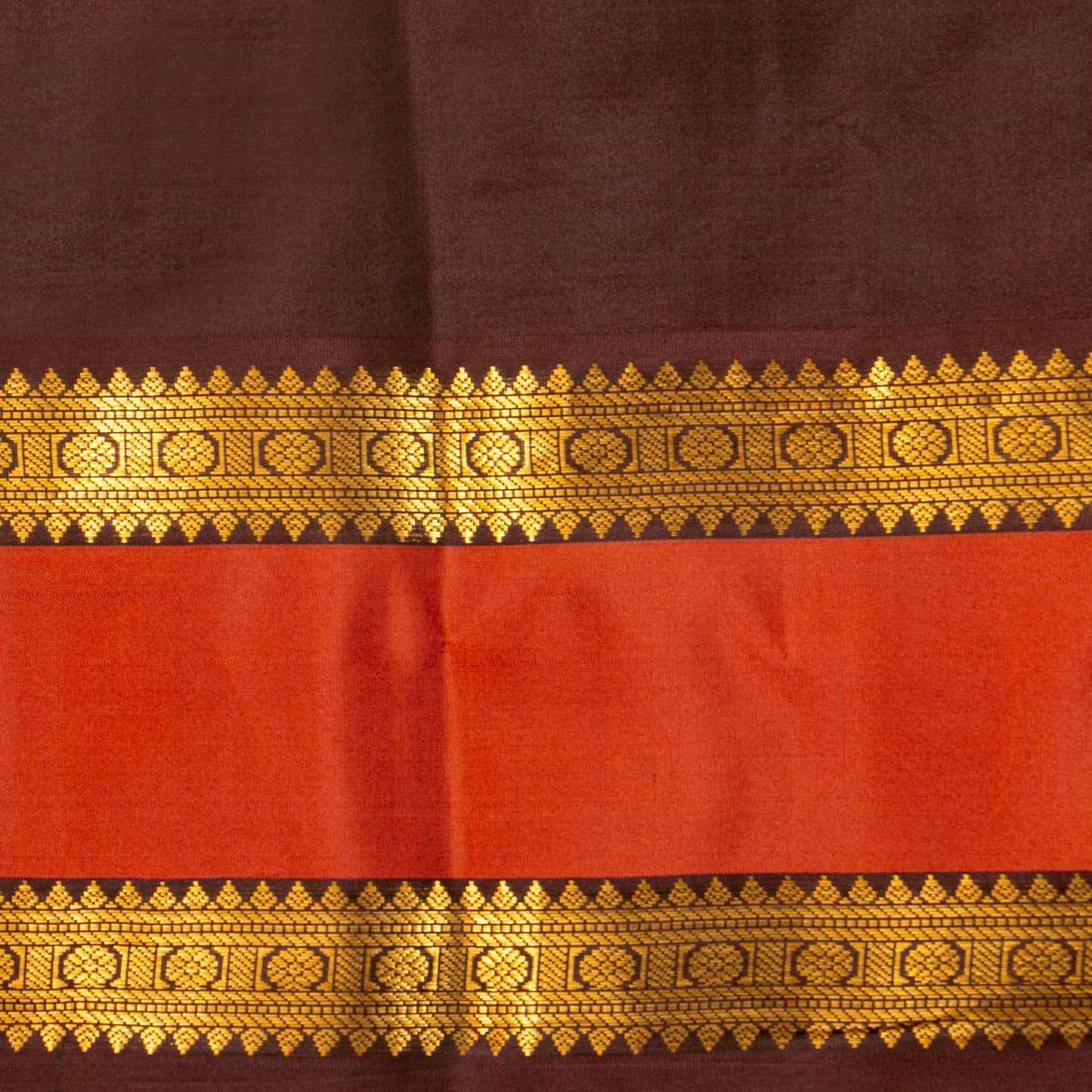 Red And Brown Kanchipuram Silk Saree Vairaoosi  For Festive Wear PV MEN 211