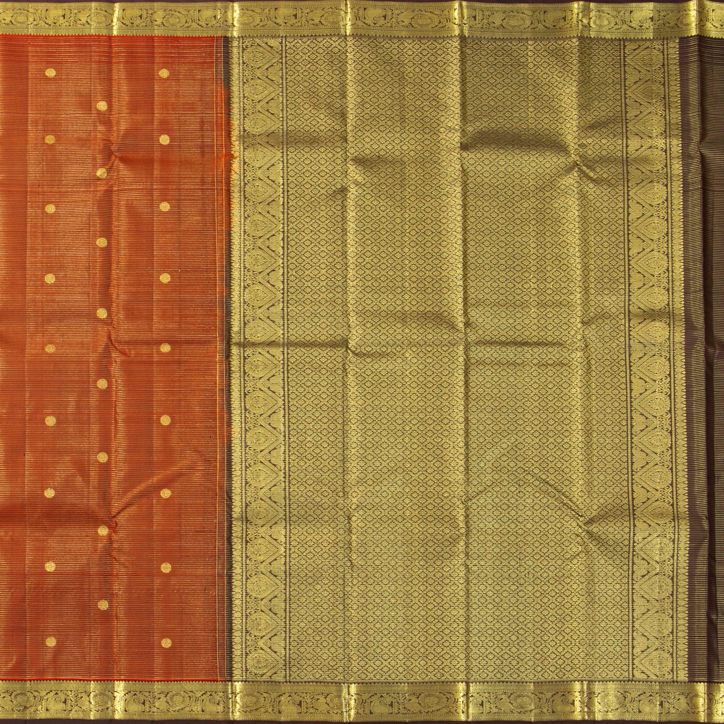 Rust And Brown Kanchipuram Silk Saree For Festive Wear PV MEN 264