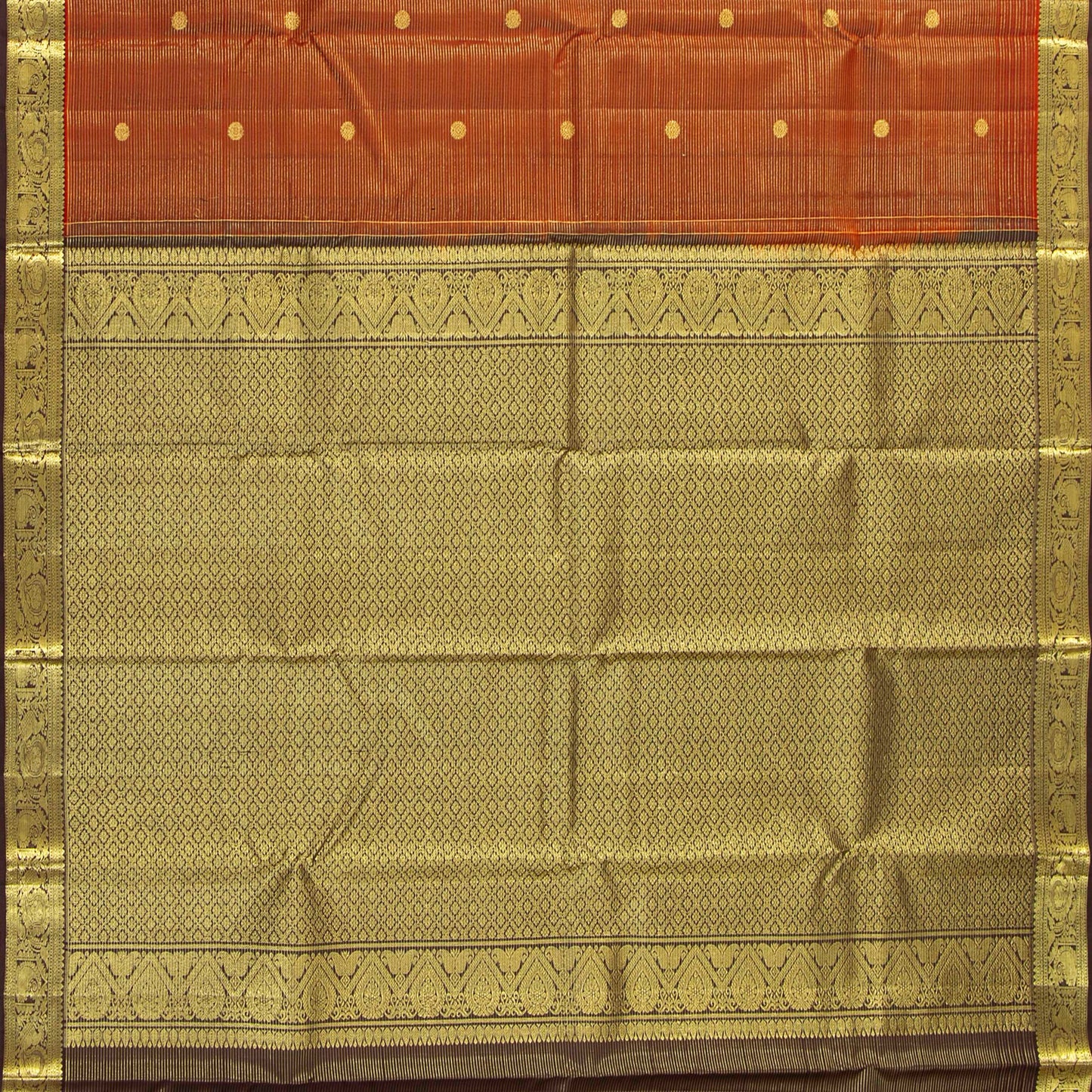Rust And Brown Kanchipuram Silk Saree For Festive Wear PV MEN 264