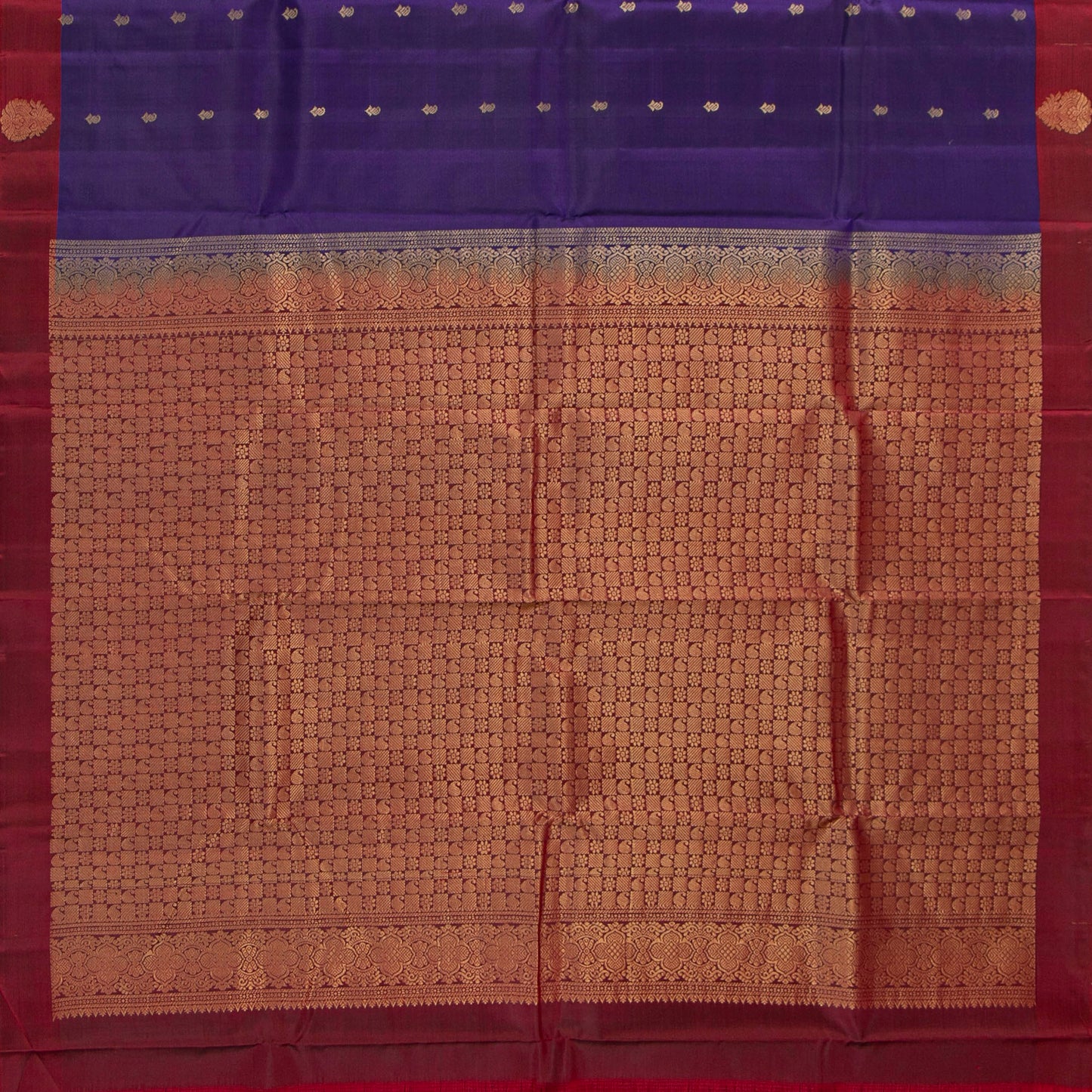 Blue And Maroon Kanchipuram Silk Saree Light Weight For Festive Wear PV MEN 112