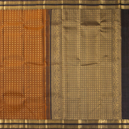 Mustard And Brown Kanchipuram Silk Saree For Festive Wear PV MEN 241 - Silk Sari - Panjavarnam PV MEN 241