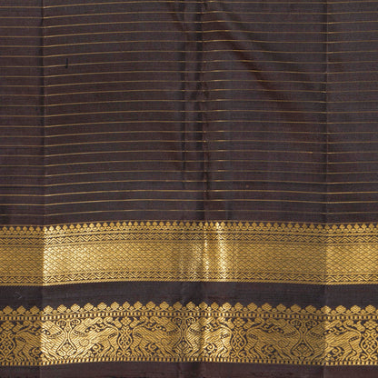 Mustard And Brown Kanchipuram Silk Saree For Festive Wear PV MEN 241 - Silk Sari - Panjavarnam PV MEN 241