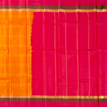 Yellow And Pink Kanchipuram Silk Saree Light Weight For Festive Wear PV MEN 110