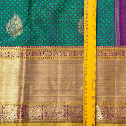 Green, Purple And Maroon Kanchipuram Silk Saree With Silk Jacquard Work For Wedding Wear PV NYC 1644