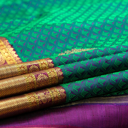 Green, Purple And Maroon Kanchipuram Silk Saree With Silk Jacquard Work For Wedding Wear PV NYC 1644