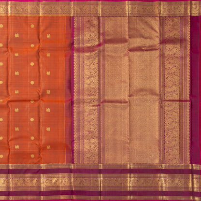 Orange And Magenta Kanchipuram Silk Saree Vairaoosi For Wedding Wear PV MEN 244