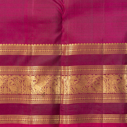 Orange And Magenta Kanchipuram Silk Saree Vairaoosi For Wedding Wear PV MEN 244