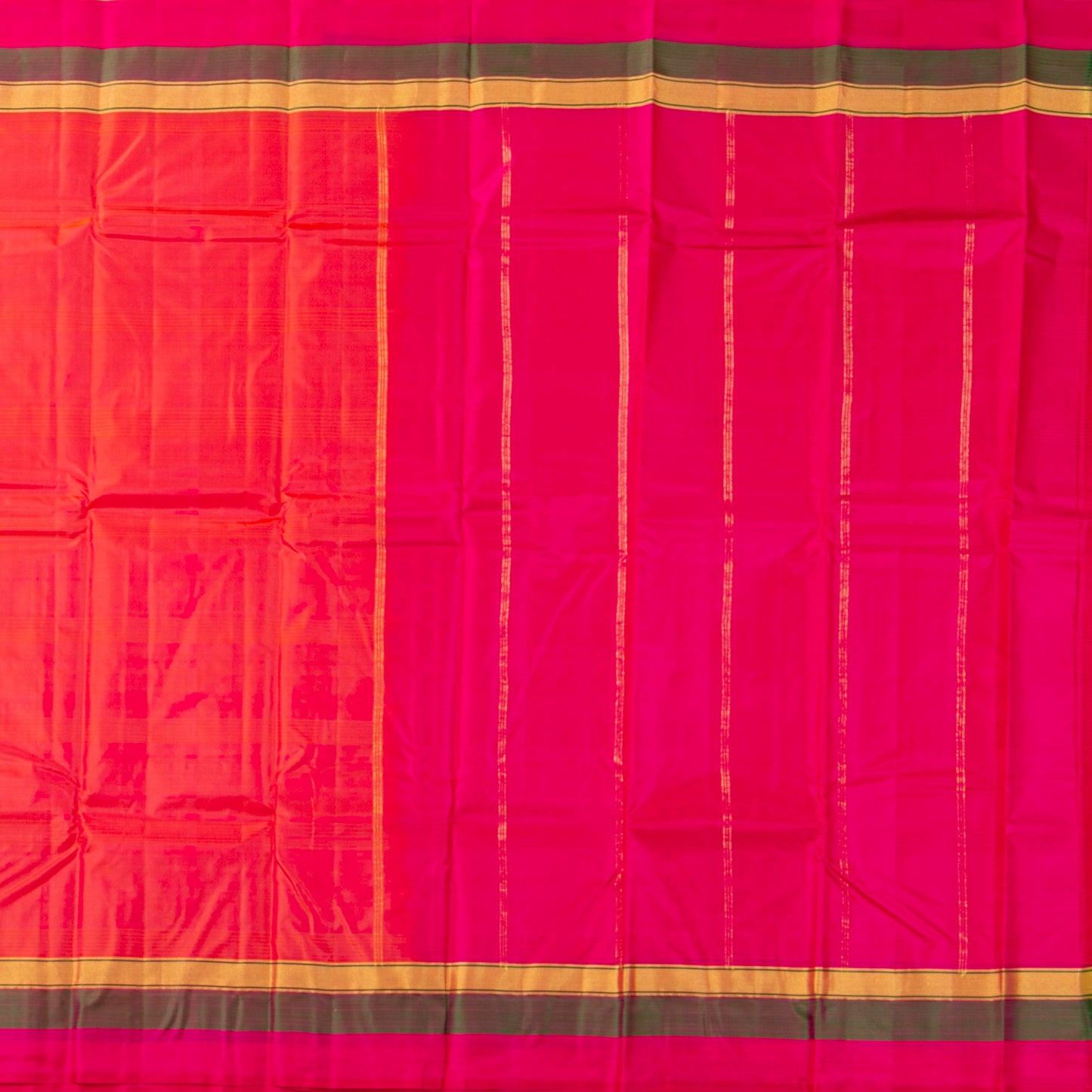 Orange And Pink Kanchipuram Silk Saree Light Weight For Festive Wear PV MEN 108