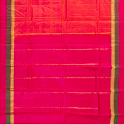 Orange And Pink Kanchipuram Silk Saree Light Weight For Festive Wear PV MEN 108