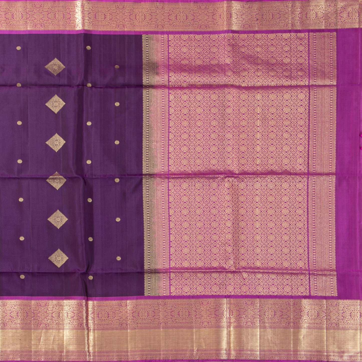 Purple And Pink Kanchipuram Silk Saree For Bridal Wear PV MEN 304