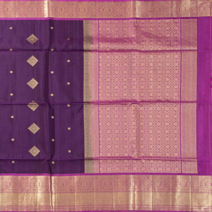 Purple And Pink Kanchipuram Silk Saree For Bridal Wear PV MEN 304