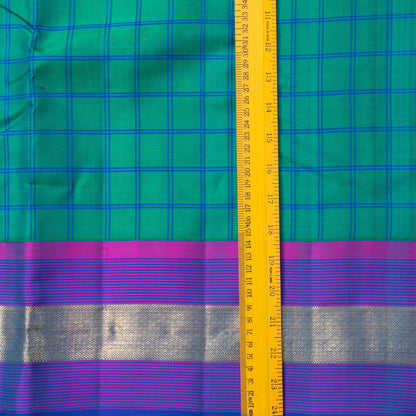 Turquoise Blue And Purple Kanchipuram Silk Saree For Festive Wear PV NYC 1628
