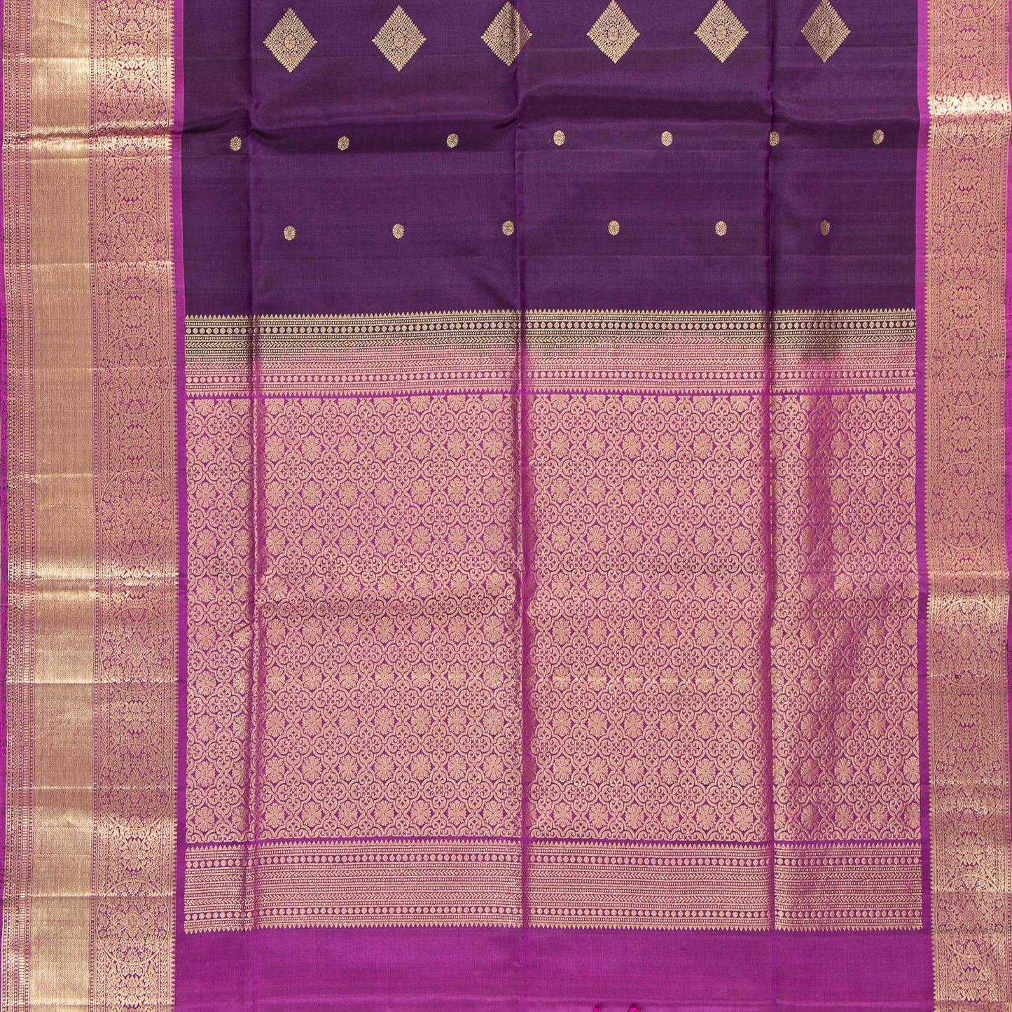 Purple And Pink Kanchipuram Silk Saree For Bridal Wear PV MEN 304