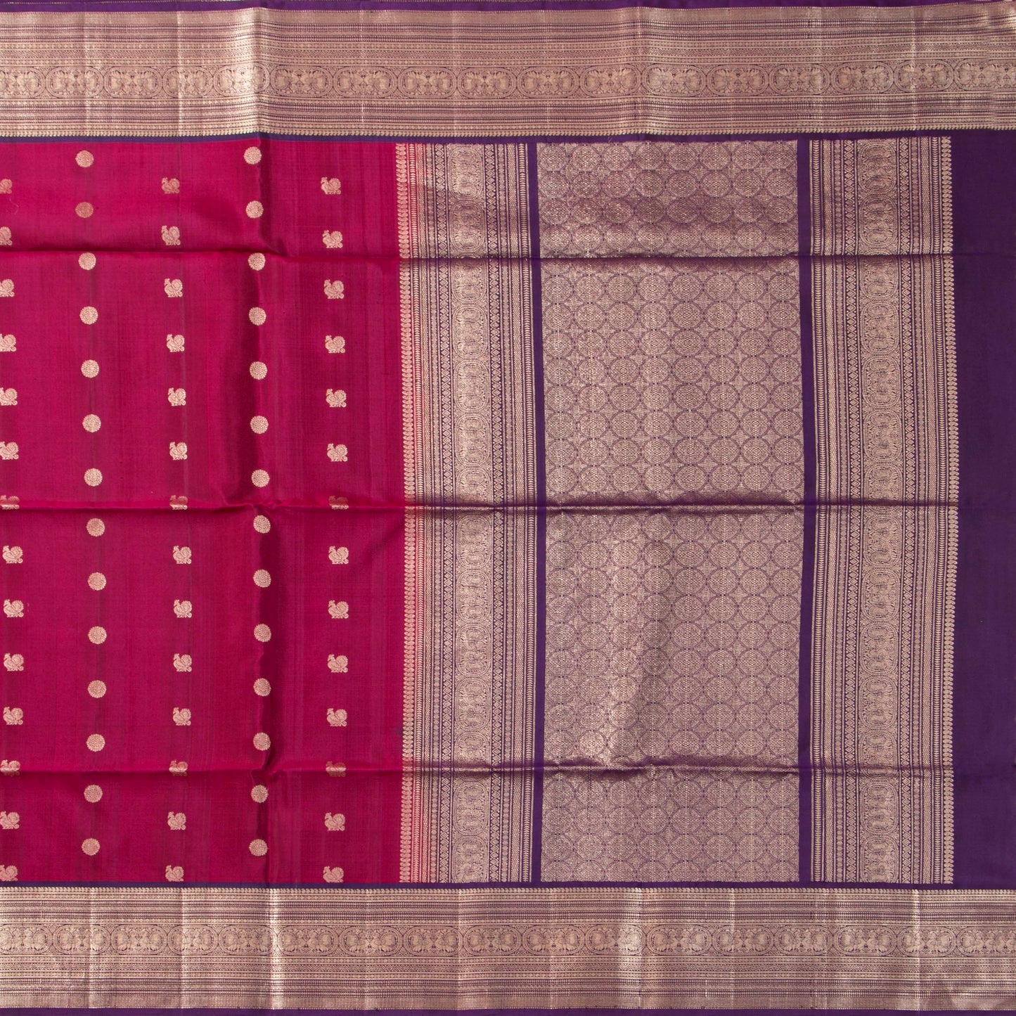 Pink And Purple Kanchipuram Silk Saree For Festive Wear PV MEN 307