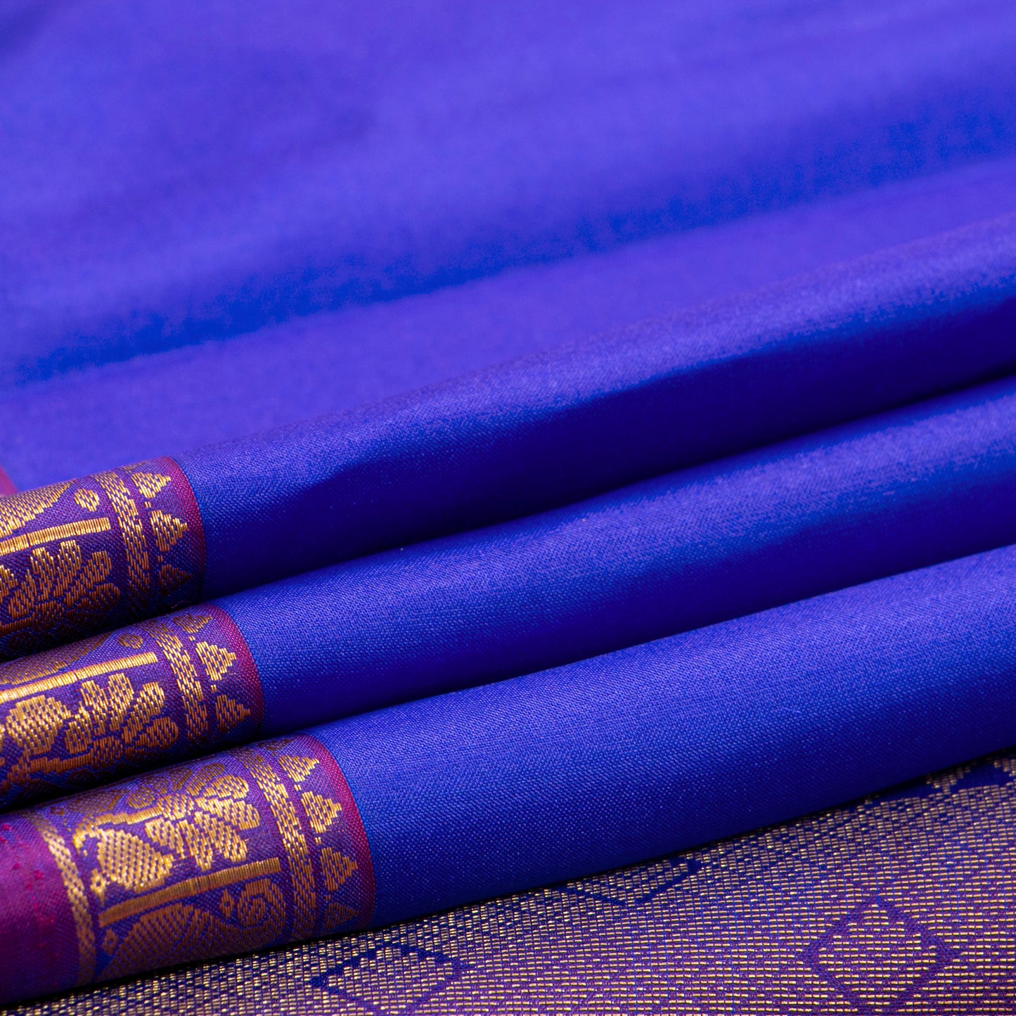Blue And Magenta Kanchipuram Silk Saree For Festive Wear PV MEN 147