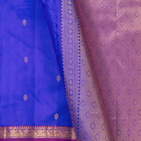 Blue And Magenta Kanchipuram Silk Saree For Festive Wear PV MEN 147