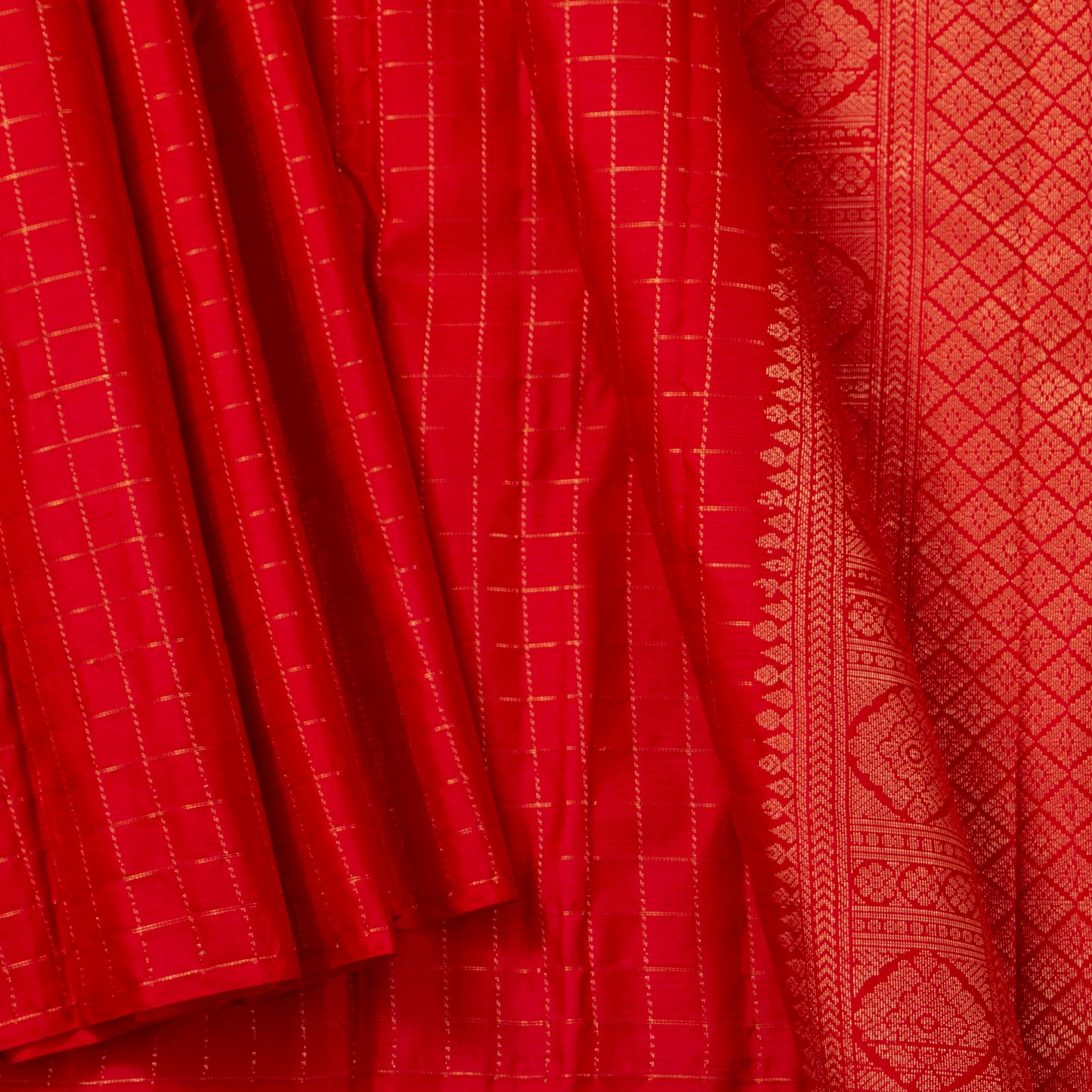 Red Kanchipuram Silk Saree For Festive Wear PV MEN 124