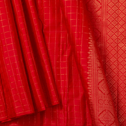 Red Kanchipuram Silk Saree For Festive Wear PV MEN 124