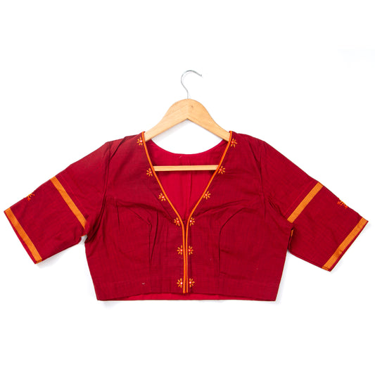 Red Kanchi Silk Cotton Readymade Blouse PV BL 173