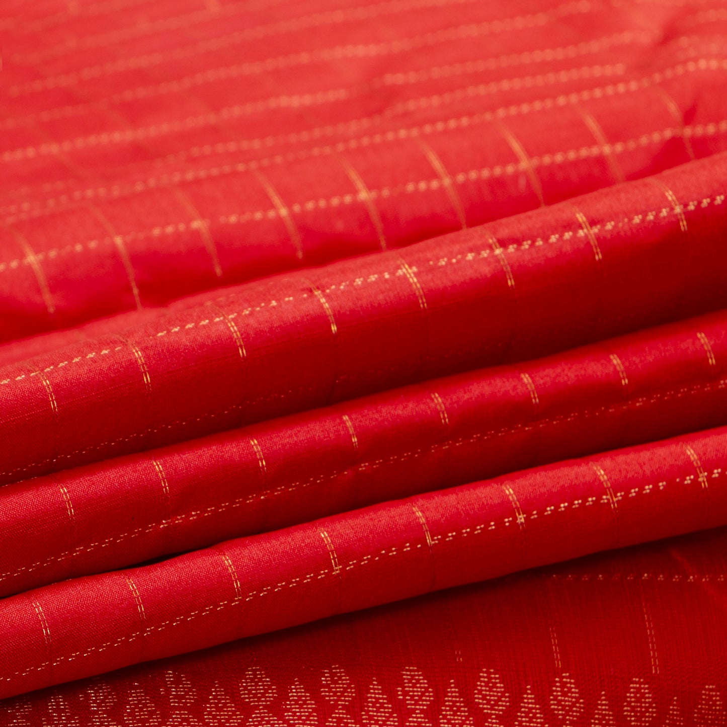 Red Kanchipuram Silk Saree For Festive Wear PV MEN 124